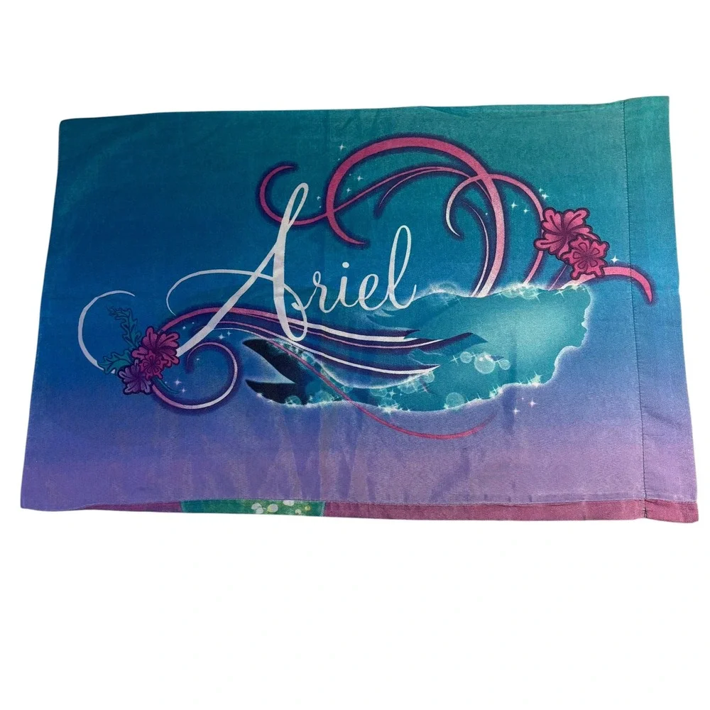 Disney Little Mermaid Ariel Twin Sheet Set 3pc Purple Blue Flat Fitted Pillowcas